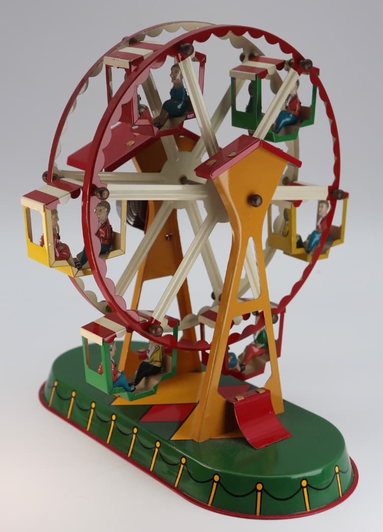 レアアイテム T＆W ドイツ製クロックワーク駆動、ブリキ製観覧車 約22cm