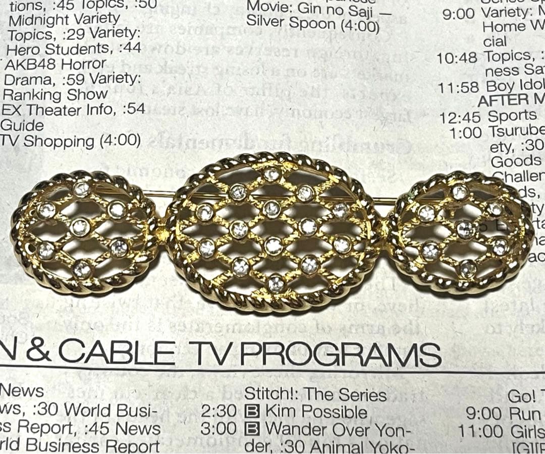 希少　Christian Dior ブローチ　ゴールドカラー　ラインストーン