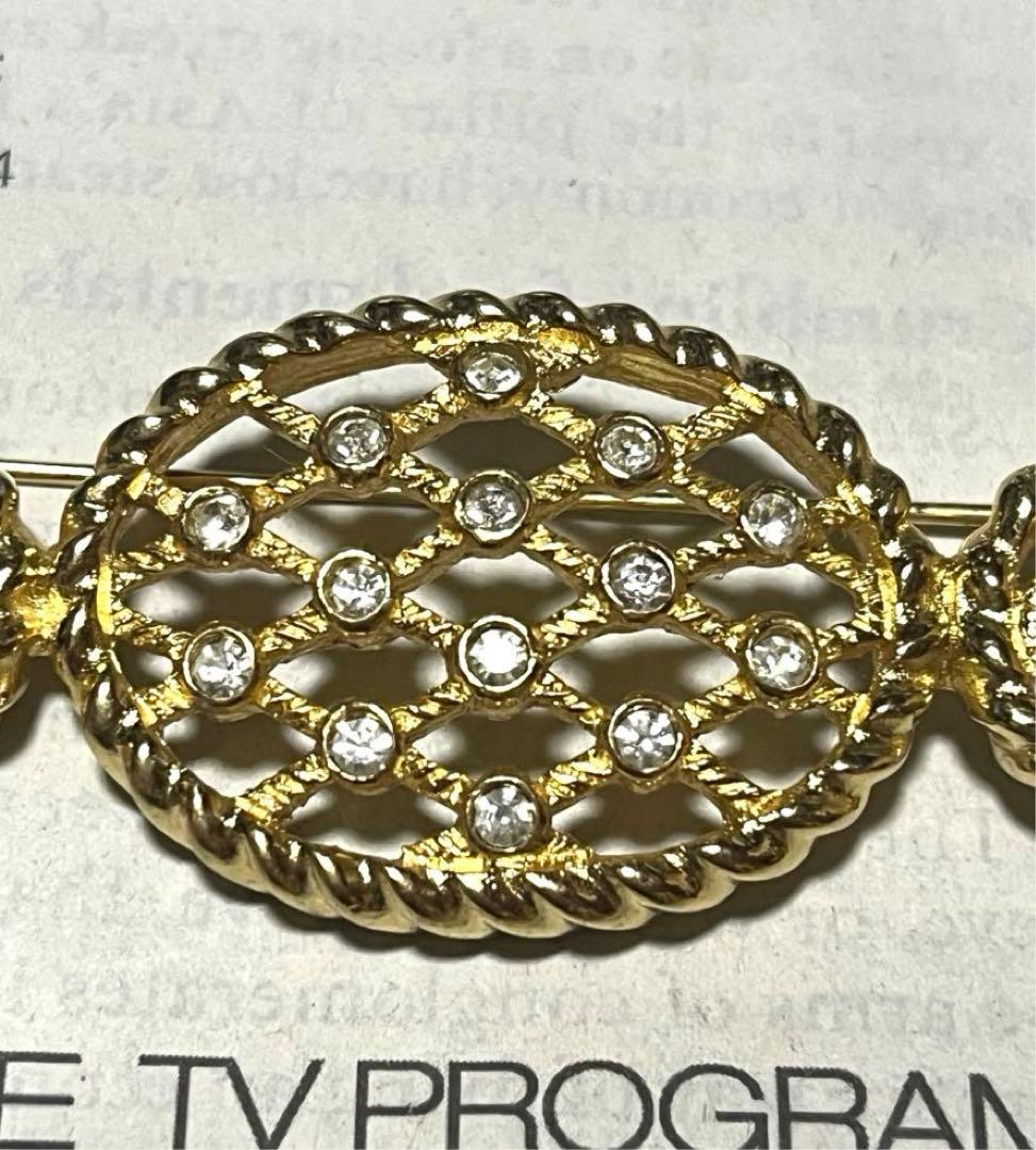 希少　Christian Dior ブローチ　ゴールドカラー　ラインストーン