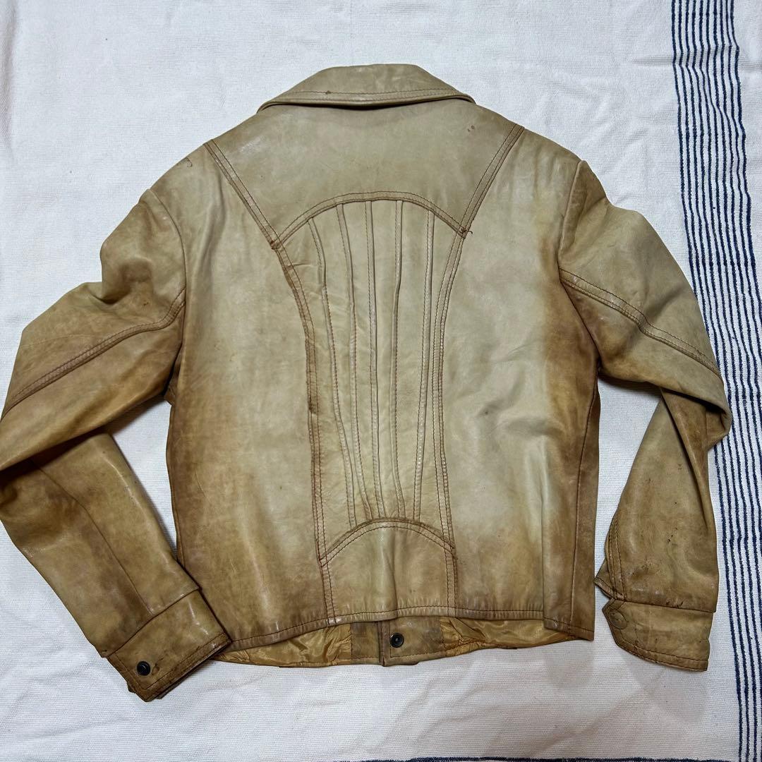 70s vintage レザージャケット シングル 鬼フェード y2k 短丈
