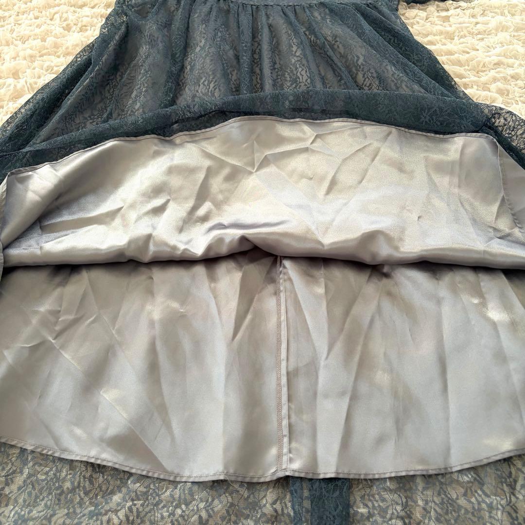 AIMER エメ　ギャザースリーブレースアップドレス　XL LL ブルー 大きい