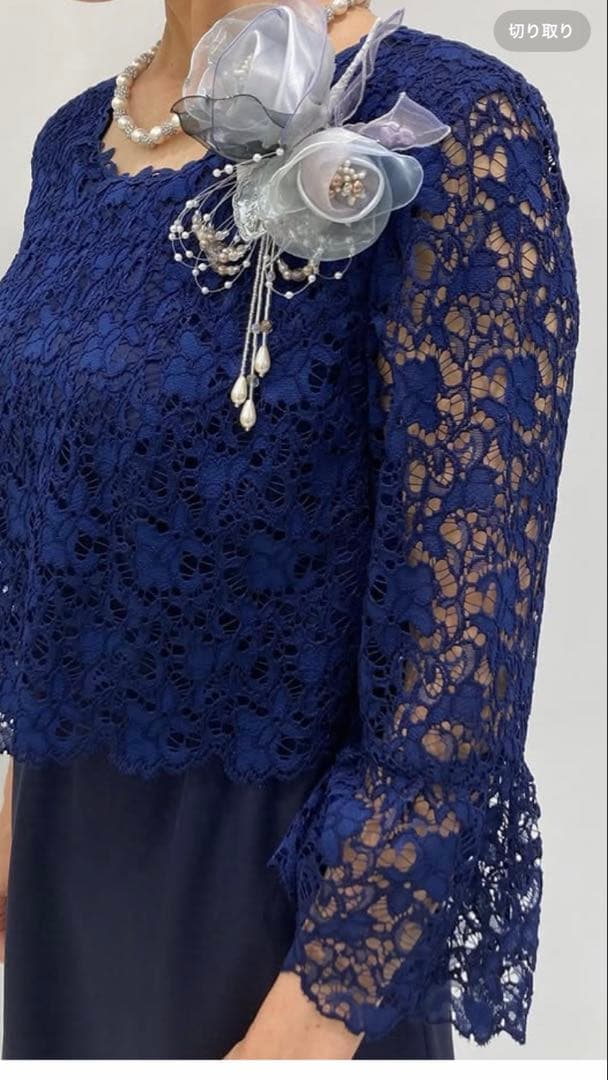 東京ソワール　PETITSOIR コサージュ ブローチブルー　シルバー　美品