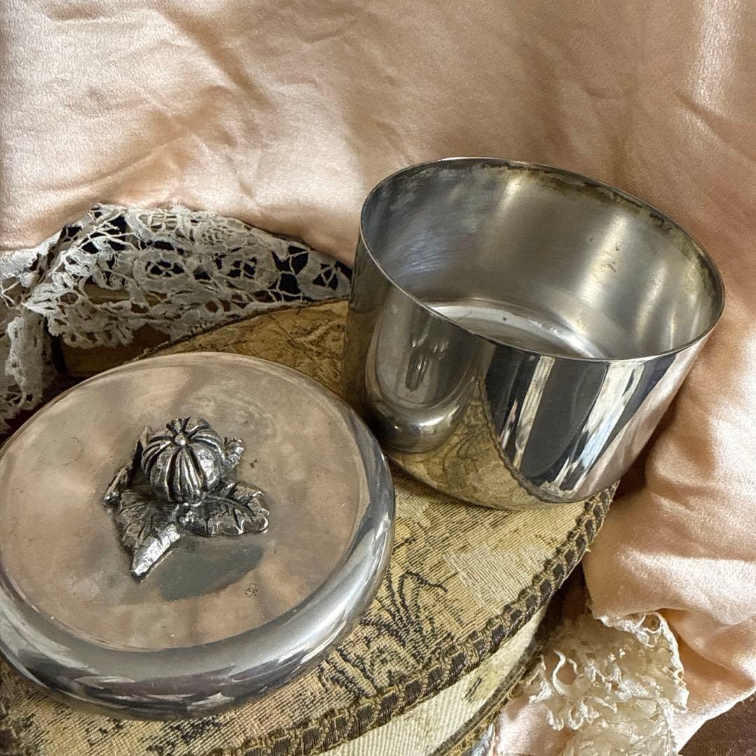 シルバープレート コットン入れ アクセサリーケース インテリア　アンティーク