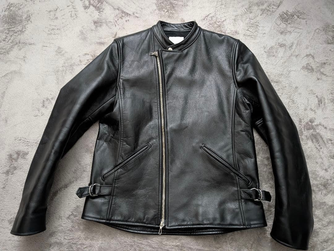 STILL BY HAND ブラックレザーシングルライダースジャケット 46