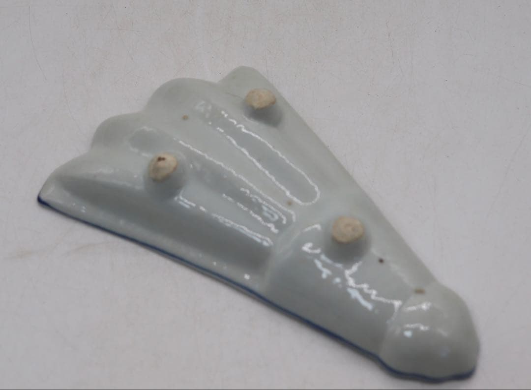 古染　三足付　末広向付　山水人物紋　送料込み250214