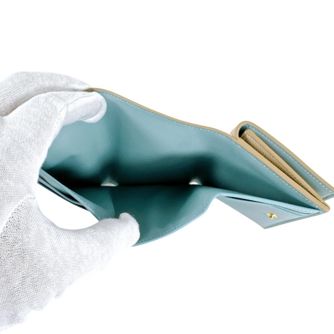 MARNI マルニ ベージュ レザー製 三つ折り財布 コンパクトウォレット