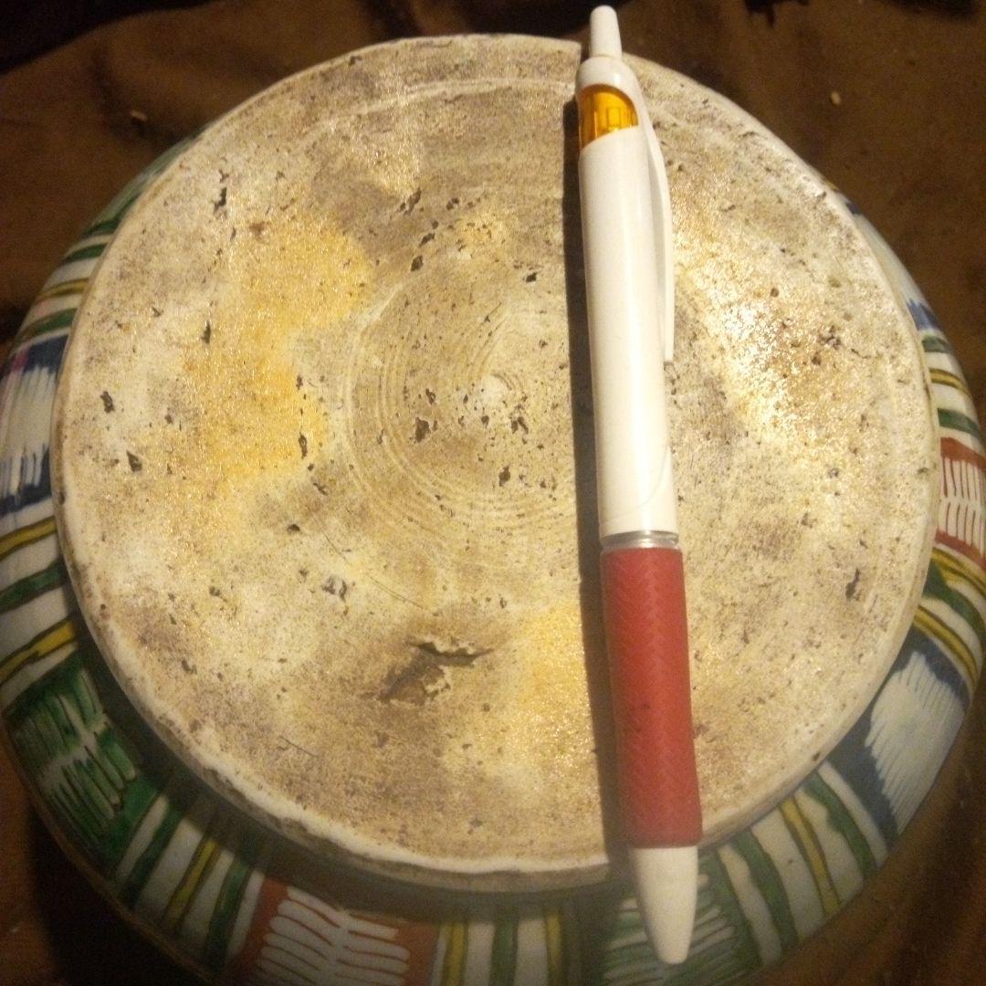 中国陶磁器　明萬歴赤絵　草花文様大壺