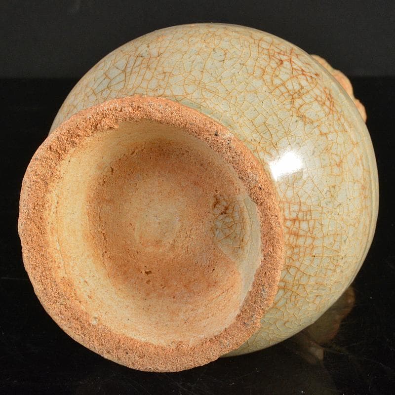 中国　耀州窯　青磁　双耳瓶　C　R6659