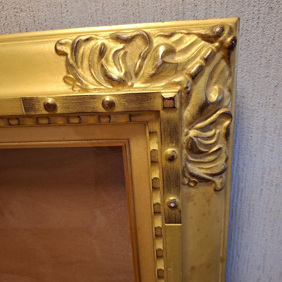 ゴールド木製油彩額大きめアンティーク調外148×98×7内138×87×2箱あり