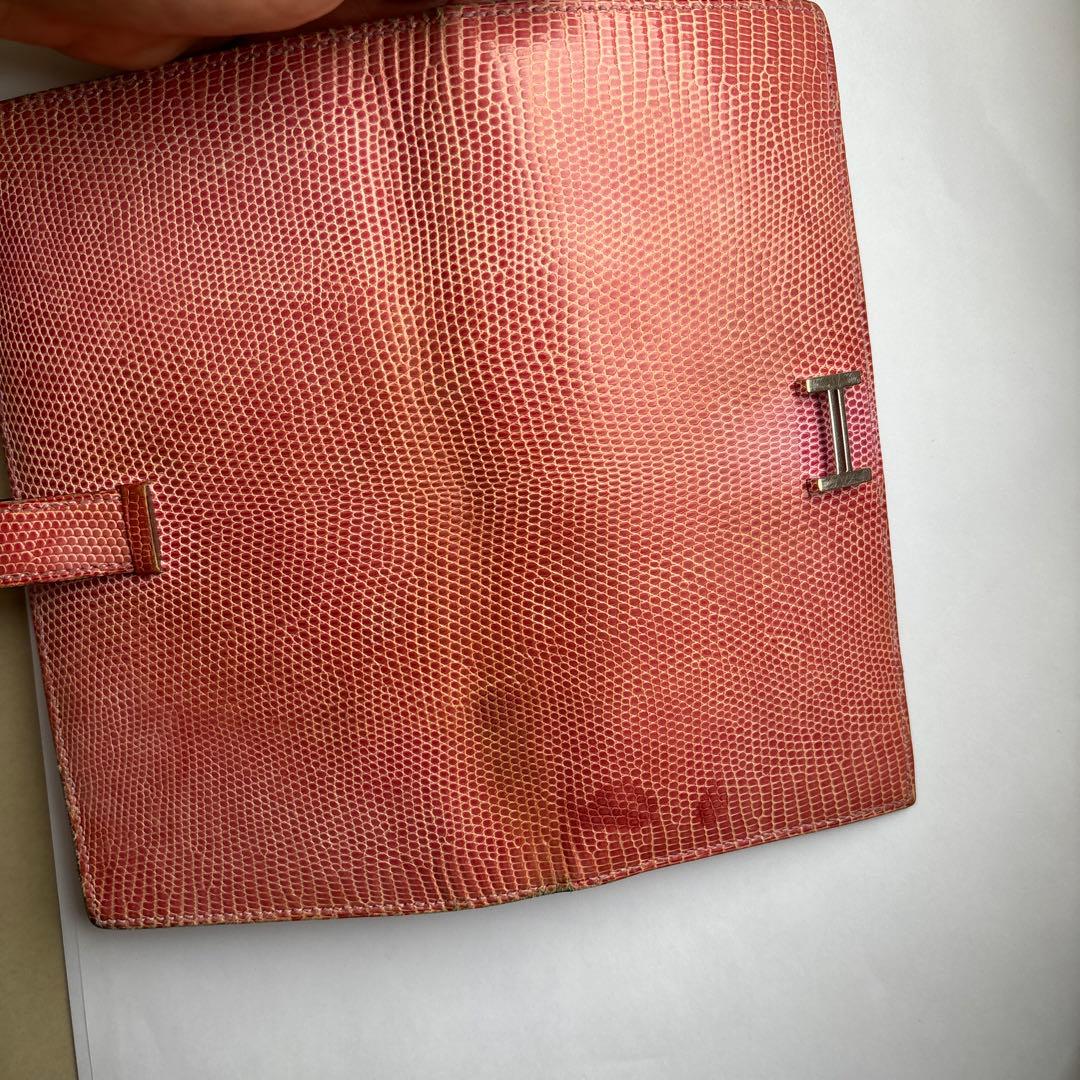 エルメス財布　べアン　スフレ　リザードピンク