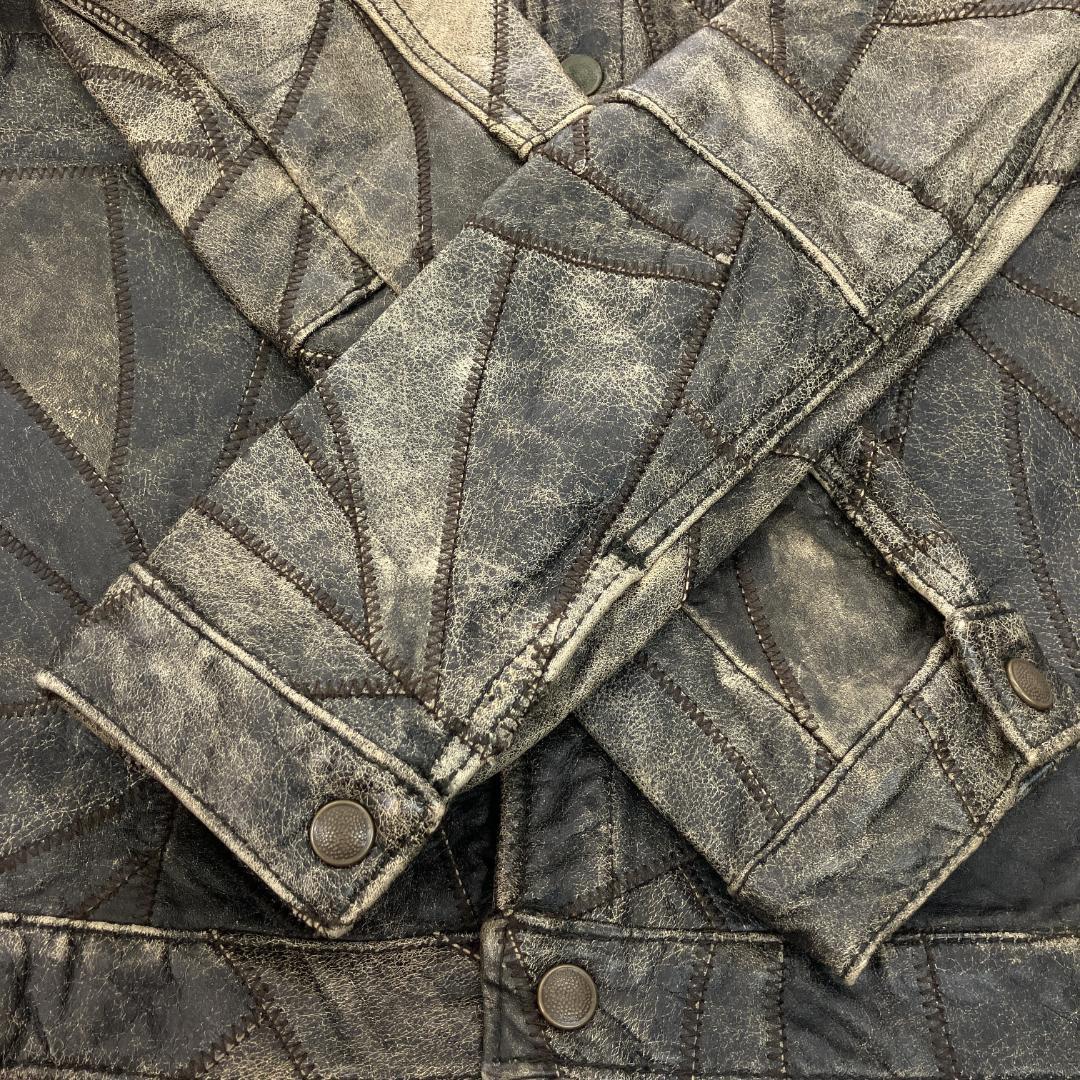 TROVE 本革 レザージャケット ライダース パッチワークデザイン トローヴ