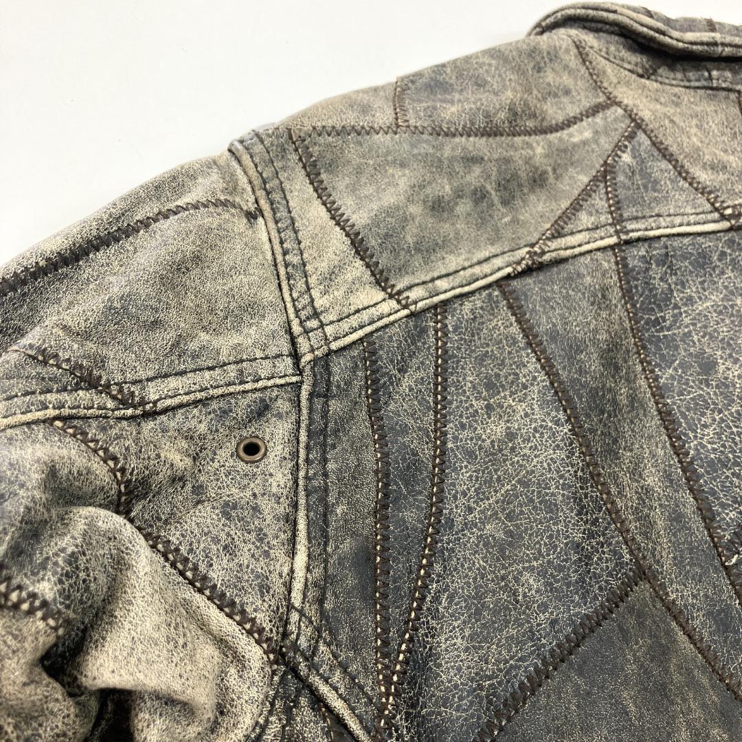 TROVE 本革 レザージャケット ライダース パッチワークデザイン トローヴ