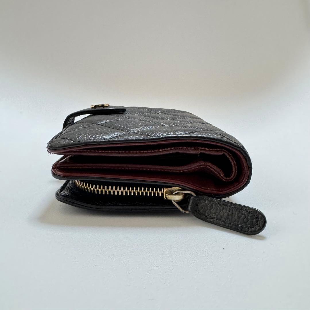 CHANEL シャネル 二つ折り財布 マトラッセ キャビアスキン ココマーク
