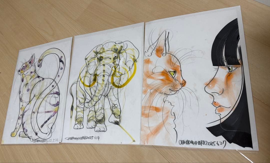 木原千春 ドローイング3枚セット