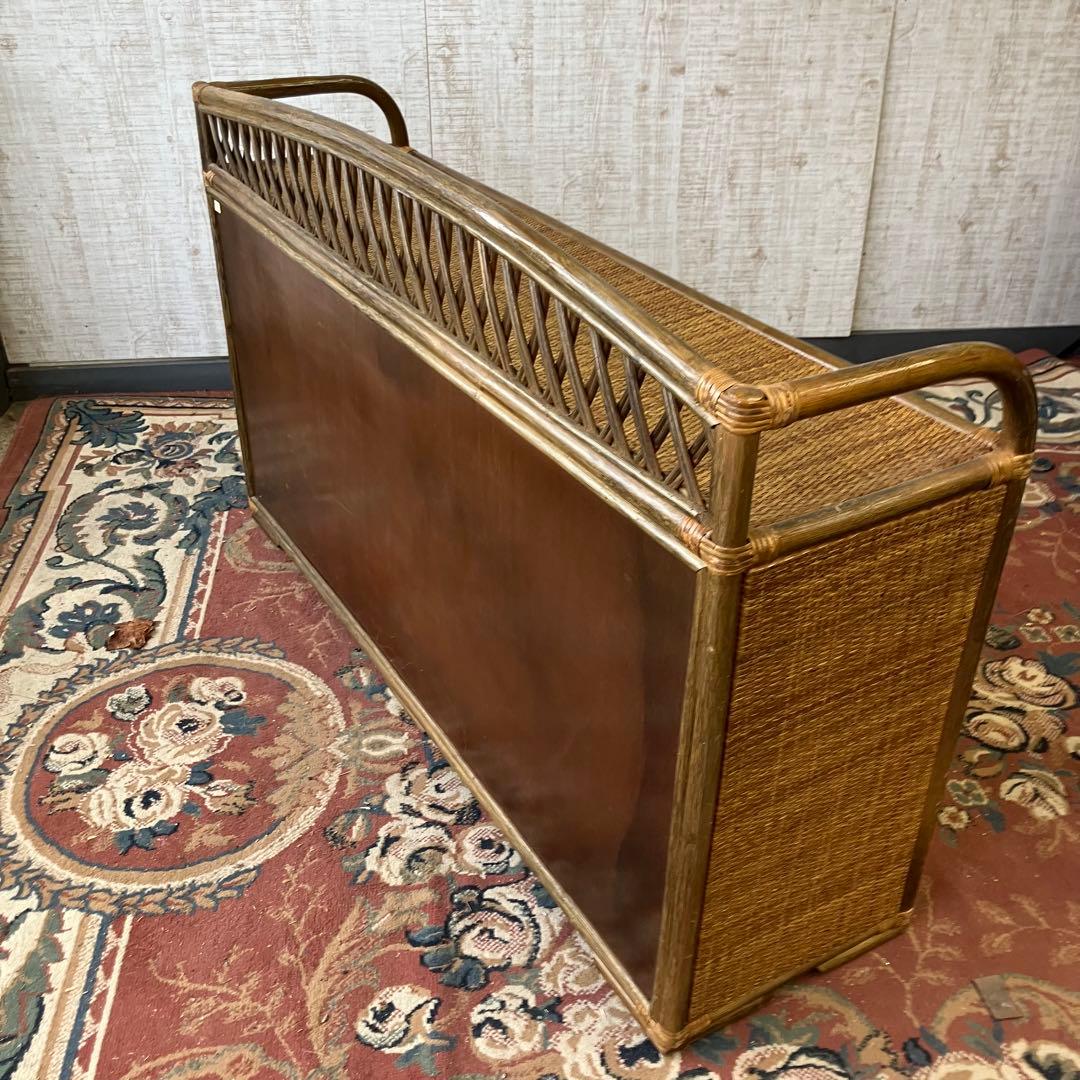 昭和レトロ ラタンサイドボード テレビ台 古家具 4段10杯 引き出し箪笥