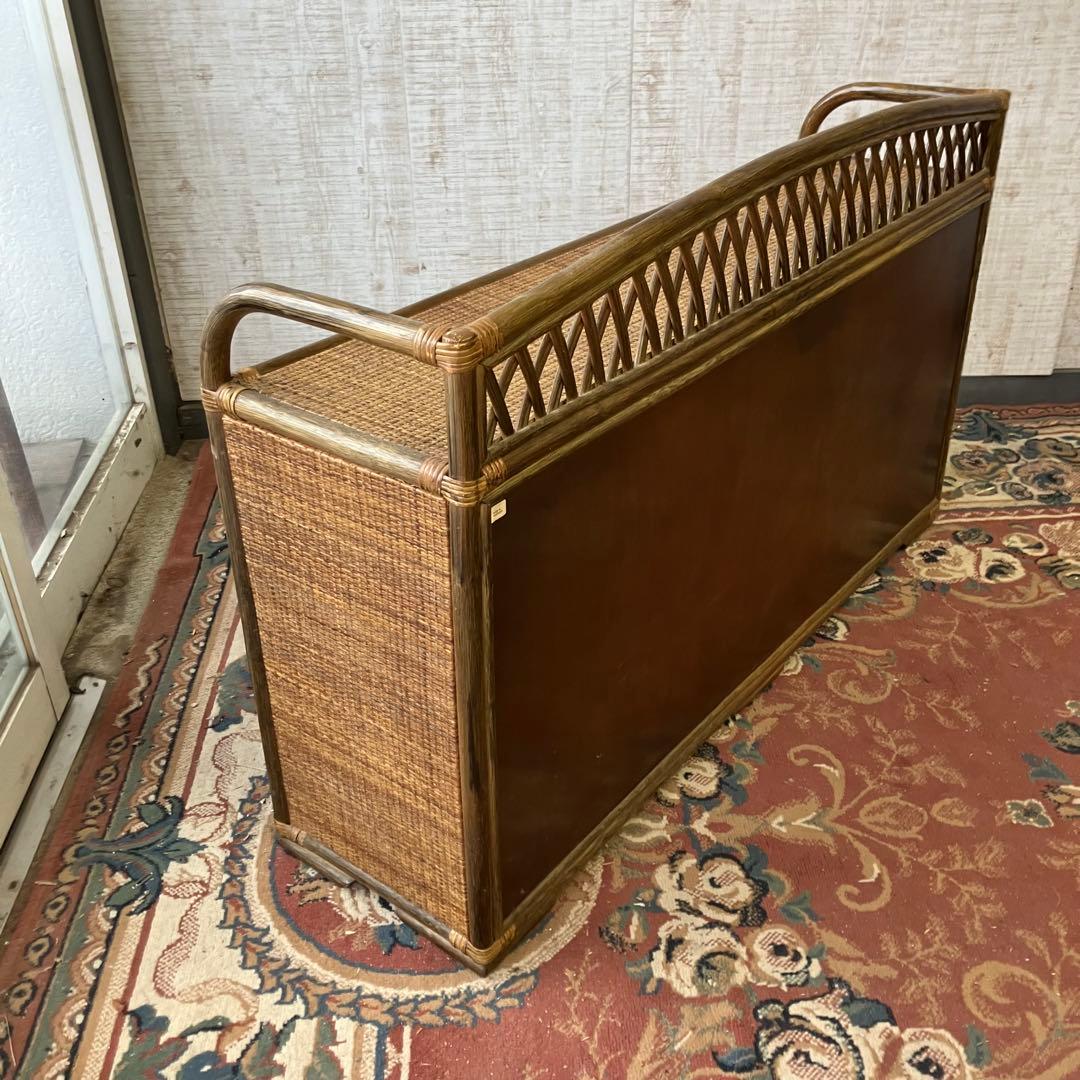 昭和レトロ ラタンサイドボード テレビ台 古家具 4段10杯 引き出し箪笥