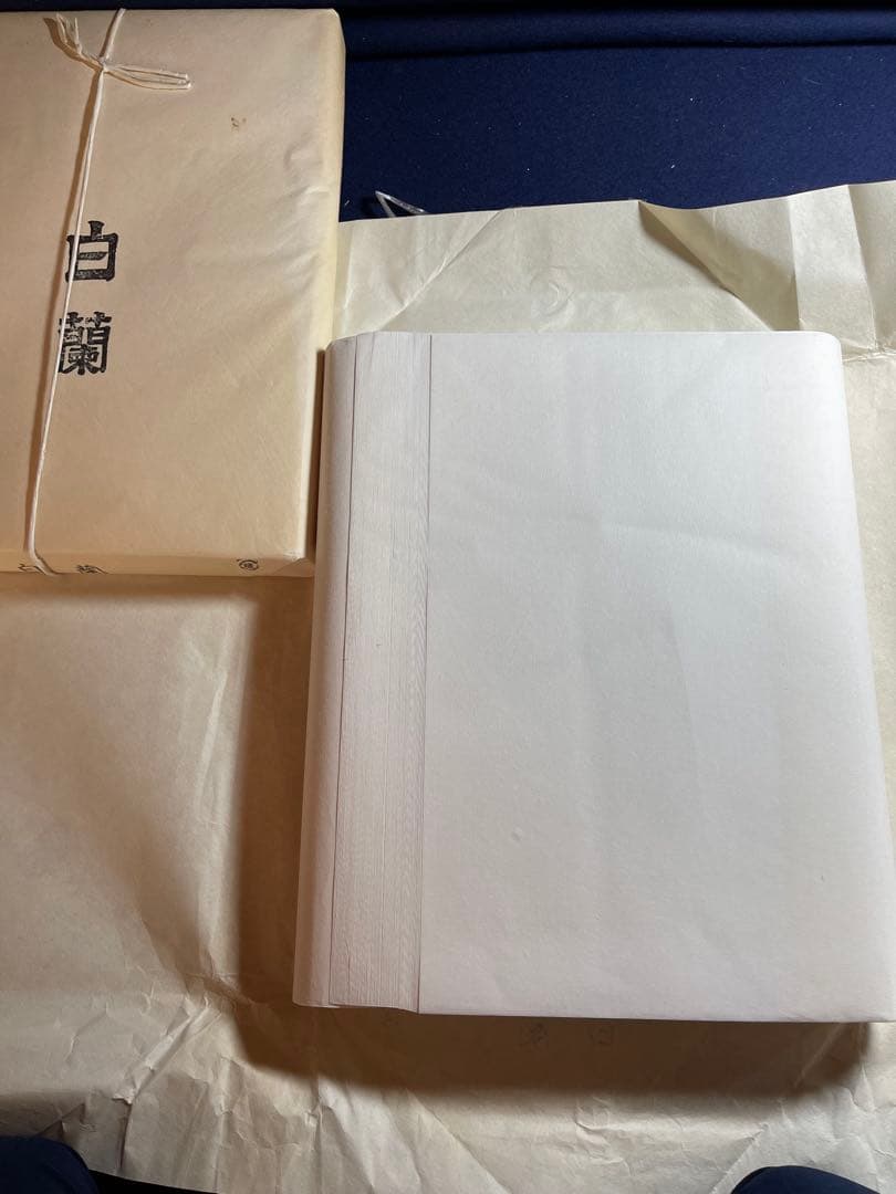 【墨研】手漉き画仙紙◆白蘭 半切 二反◆未使用品◆漢字向 書道古紙