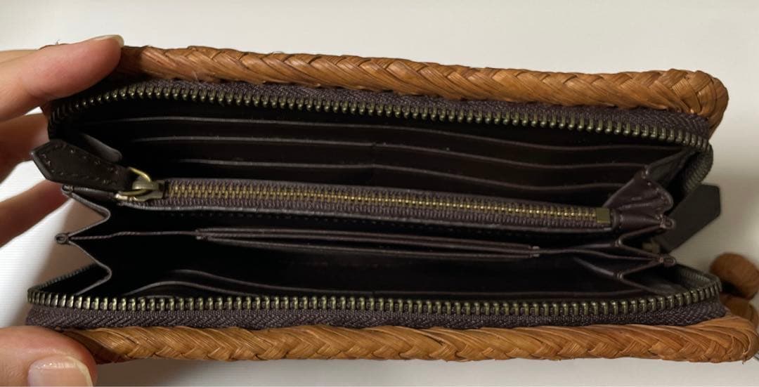 山葡萄　長財布　本革　六角　花結び