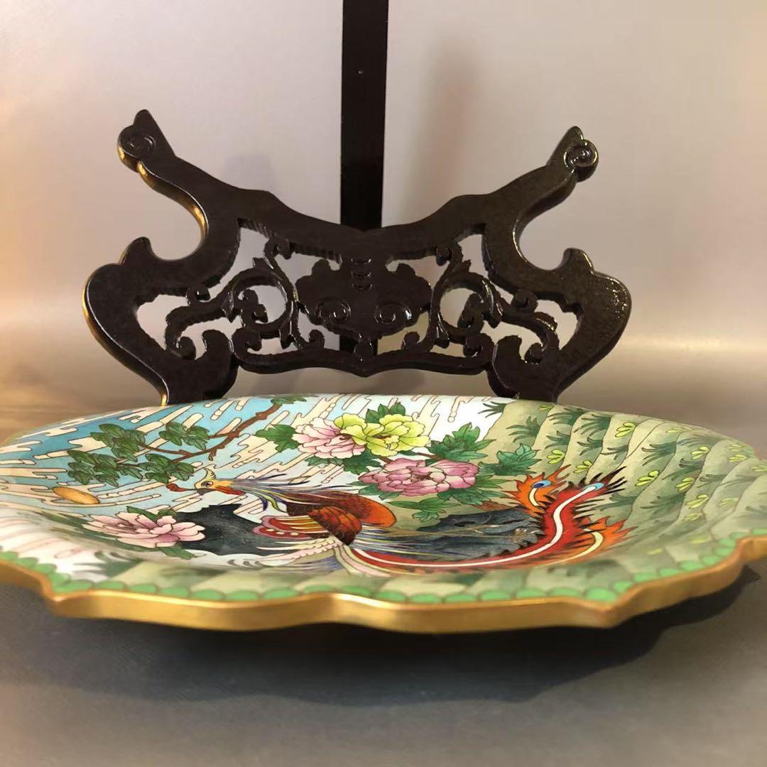 N390、中国古美術 景泰藍 七宝焼　珐琅彩絵 飾り 置物