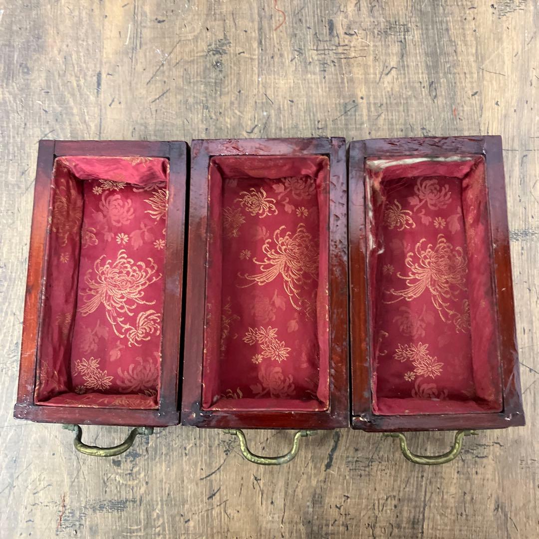 A-3 中国美術 薬箪笥風 小型箪笥 チェスト 抽斗8杯 飾台 道具箱 骨董品