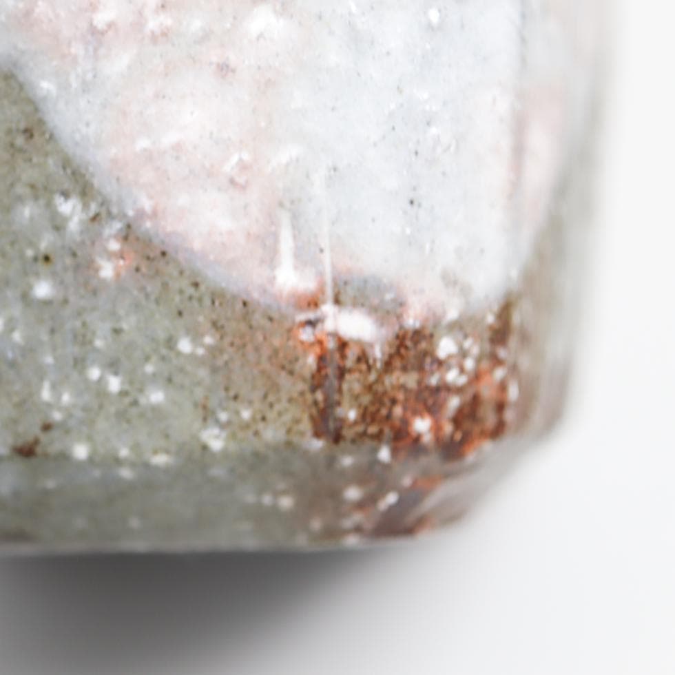 萩焼 岡田裕 四方花瓶 飾り壺 共箱 美品