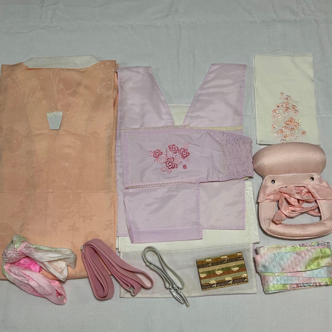 高島屋 千總 刺繍 白と青地染め分け振袖セット小物フルセット 狐の襟巻き