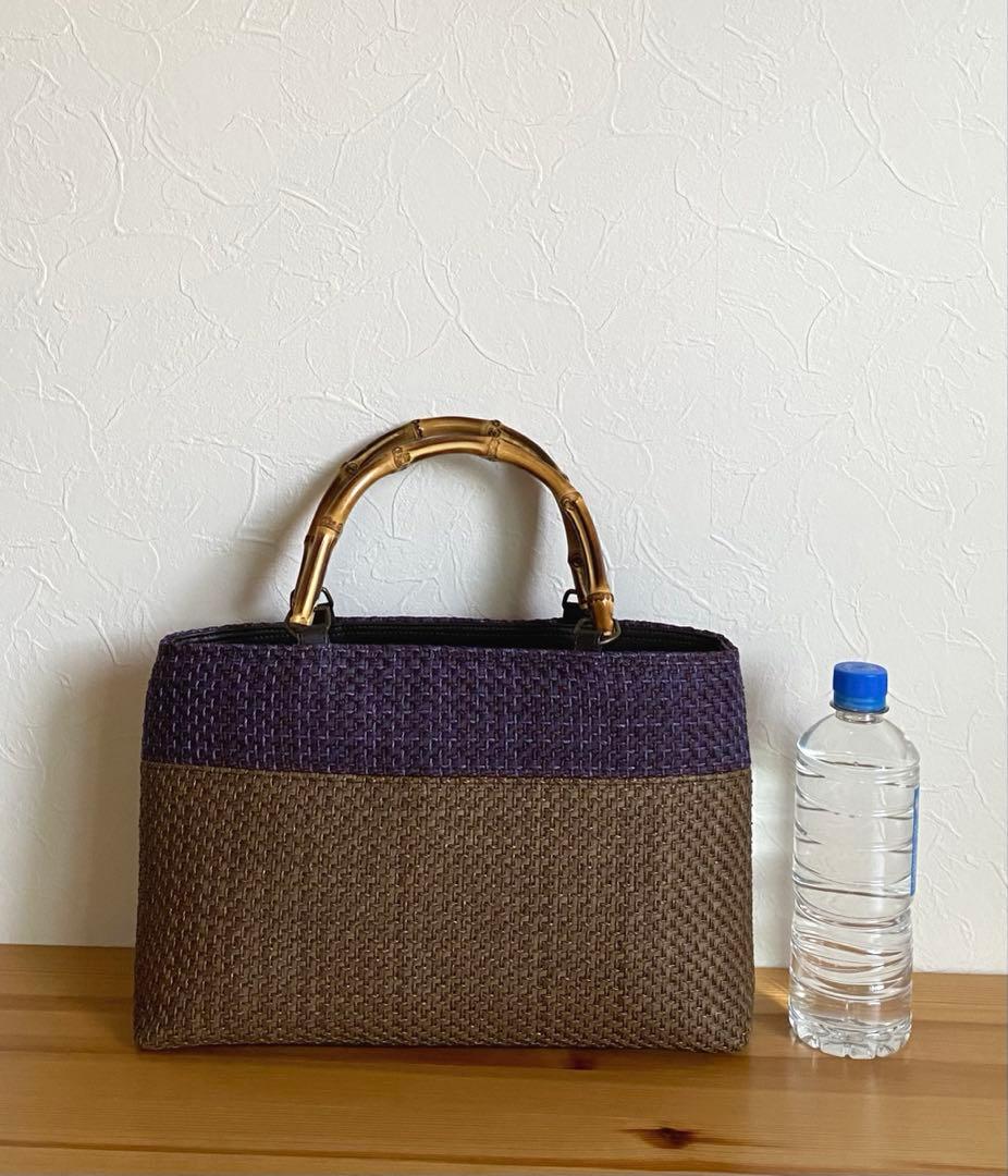 【新品未使用】カゴ風バッグ　焦茶×パープル