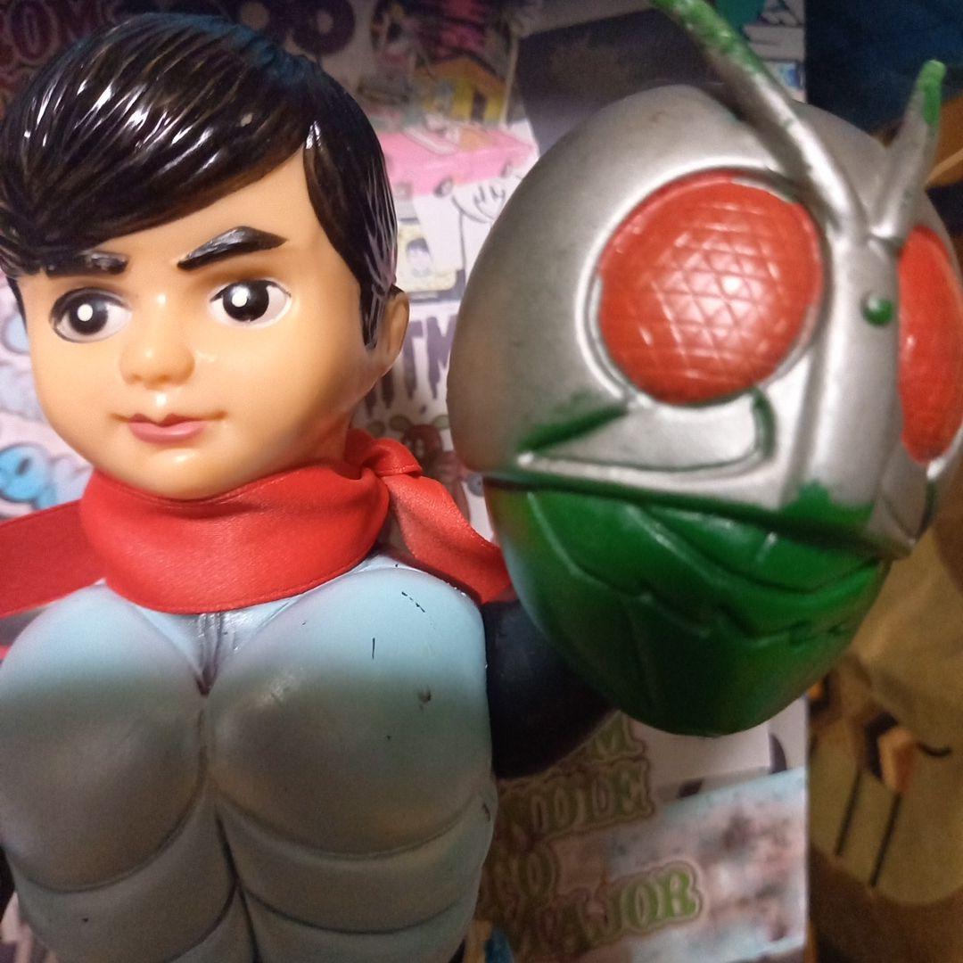 仮面ライダースタンダードソフビ当時物✨昭和レトロ✨胸銀吹き✨