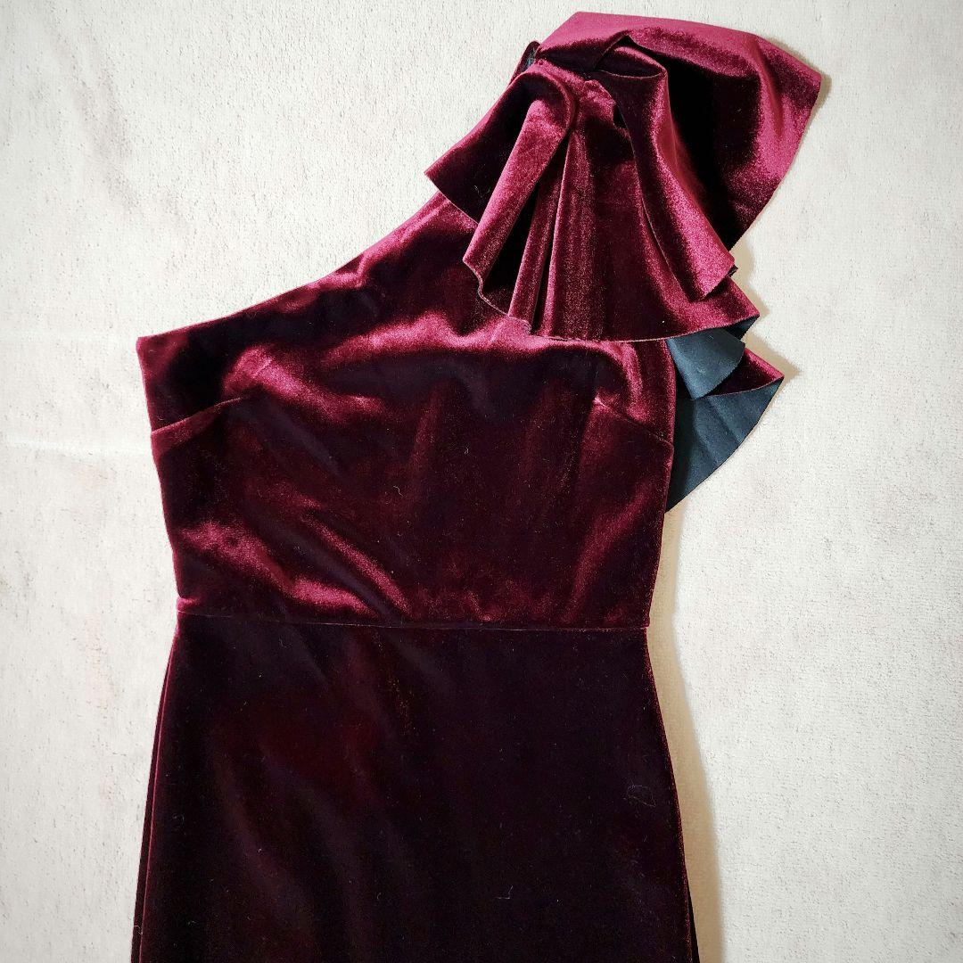 ワンショルダードレス★ベロアドレス★(2回着用) UK10 Mサイズ