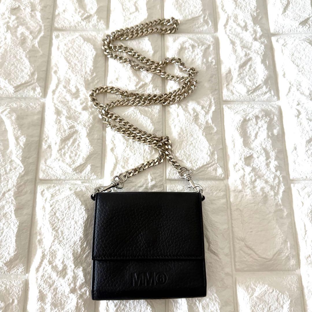 美品✨MM6 メゾンマルジェラ ミニ財布 黒 チェーン S54UI0126 P4