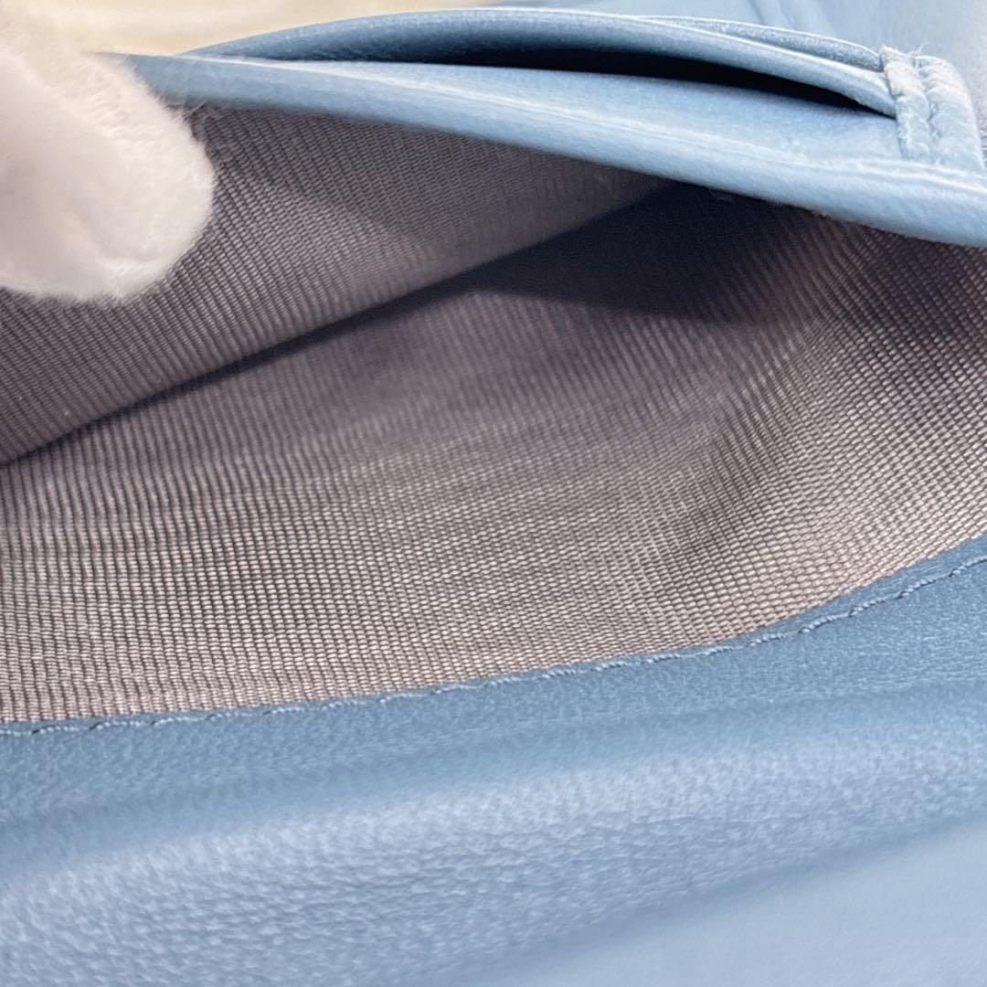 極美品✨現行ロゴ ミュウミュウ マテラッセ 三つ折り財布 ブルー RFID