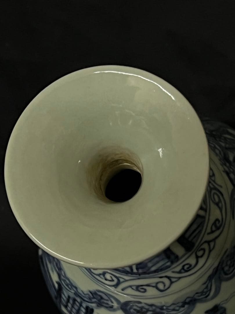 【倉庫整理品】中国古美術　清時代染付人物玉壺春瓶 ：XG--33