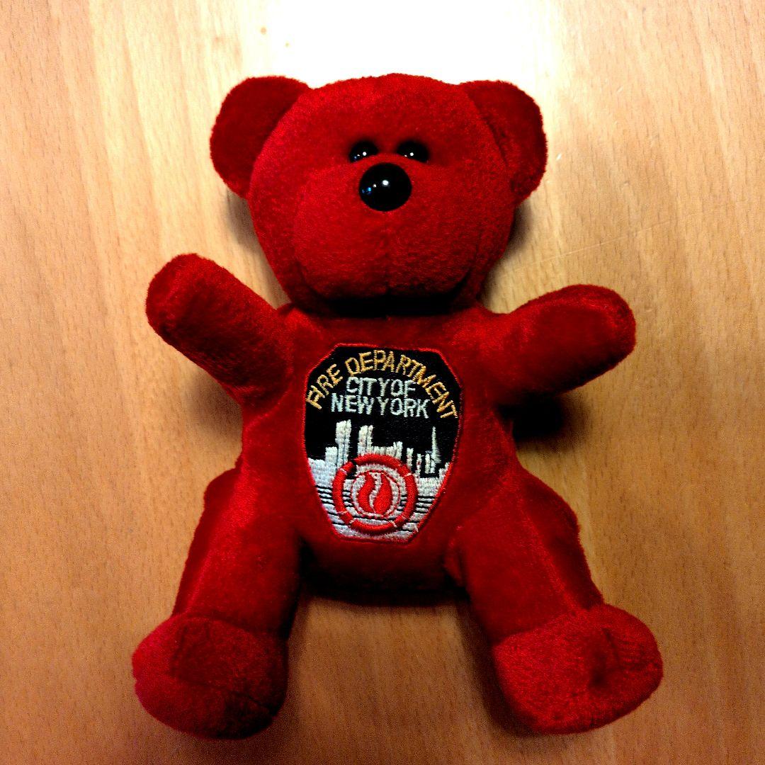 レア　FDNY　ベアー　ぬいぐるみ　赤　ニューヨーク消防局