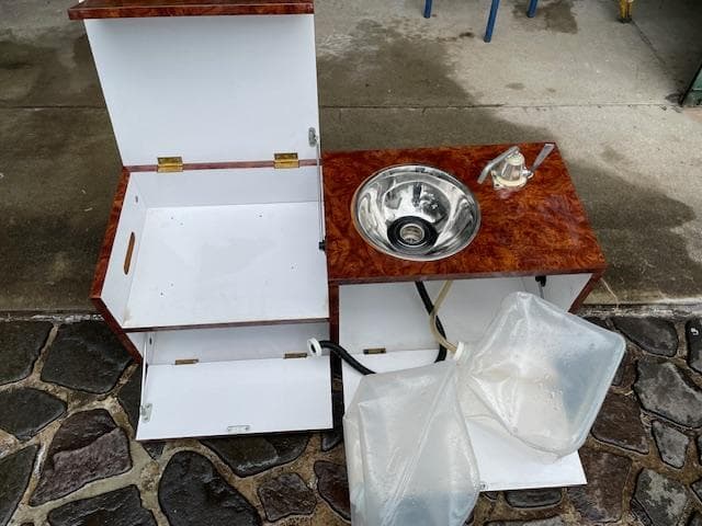 木目調収納付きシンク家具 キャンピングキット　８ナンバー