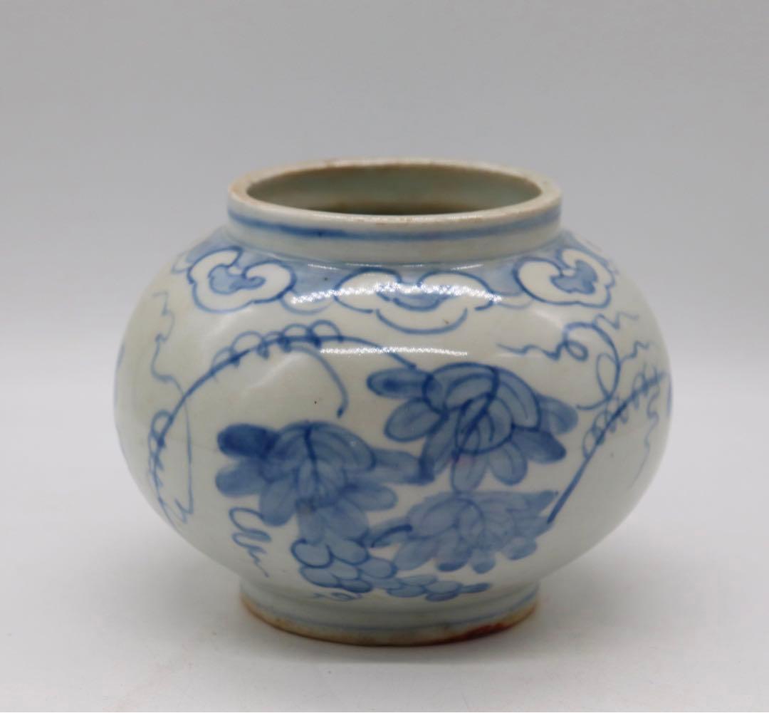 李朝　染付　壺　送料込み0627