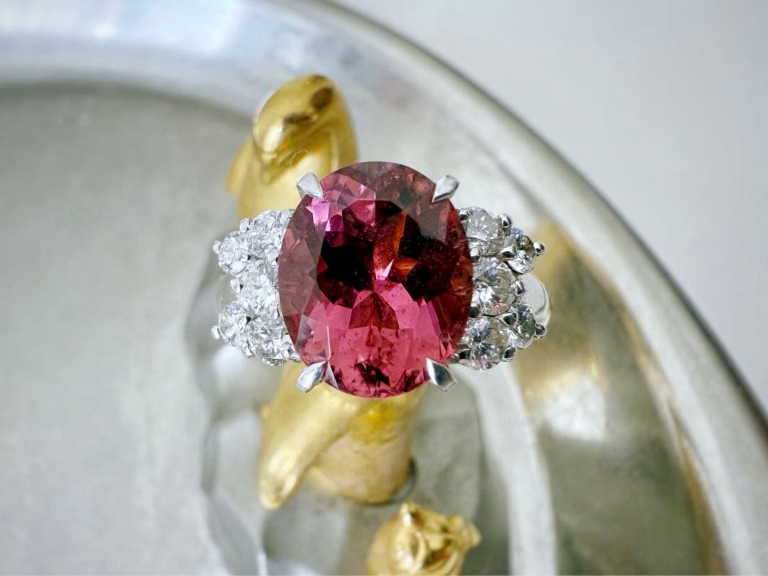 Pt900 ピンクトルマリン2.97ct ダイヤモンド0.51ct リング