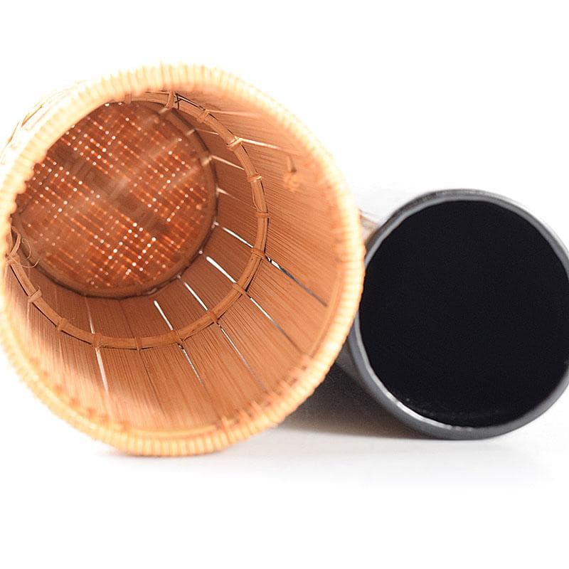 茶道具　平安　竹美斎造　円能斉好　経筒形籠花入　共布共箱　M　R8053