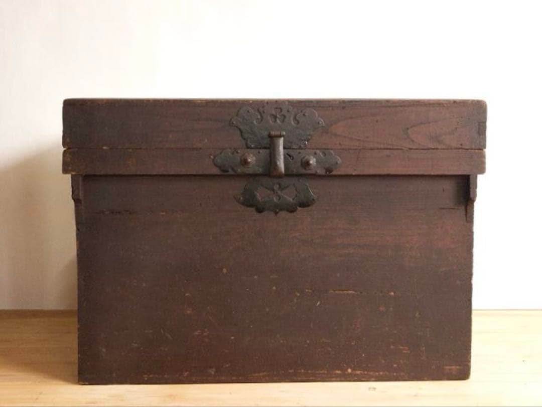 大型　無垢材　木箱　高さ約73㎝　店舗什器　ディスプレイ台　M066　古道具