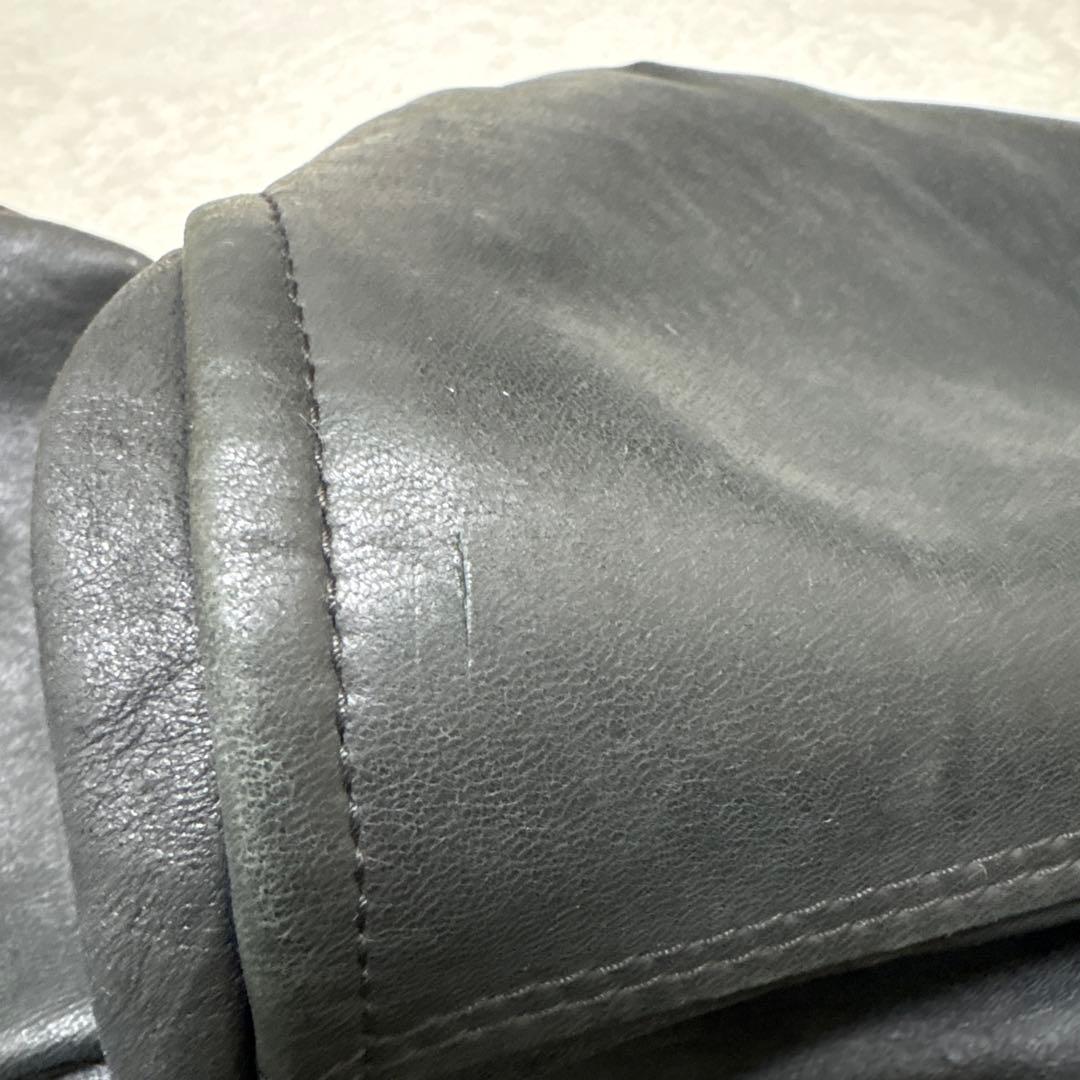 美品　AKM エーケイエム　レザージャケット　羊革　本革　カシミヤ 黒　M