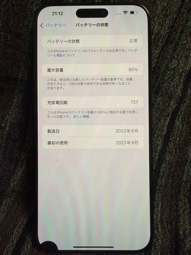 Apple iPhone 15 Pro Max 1TB スペースグレー　液晶漏れ