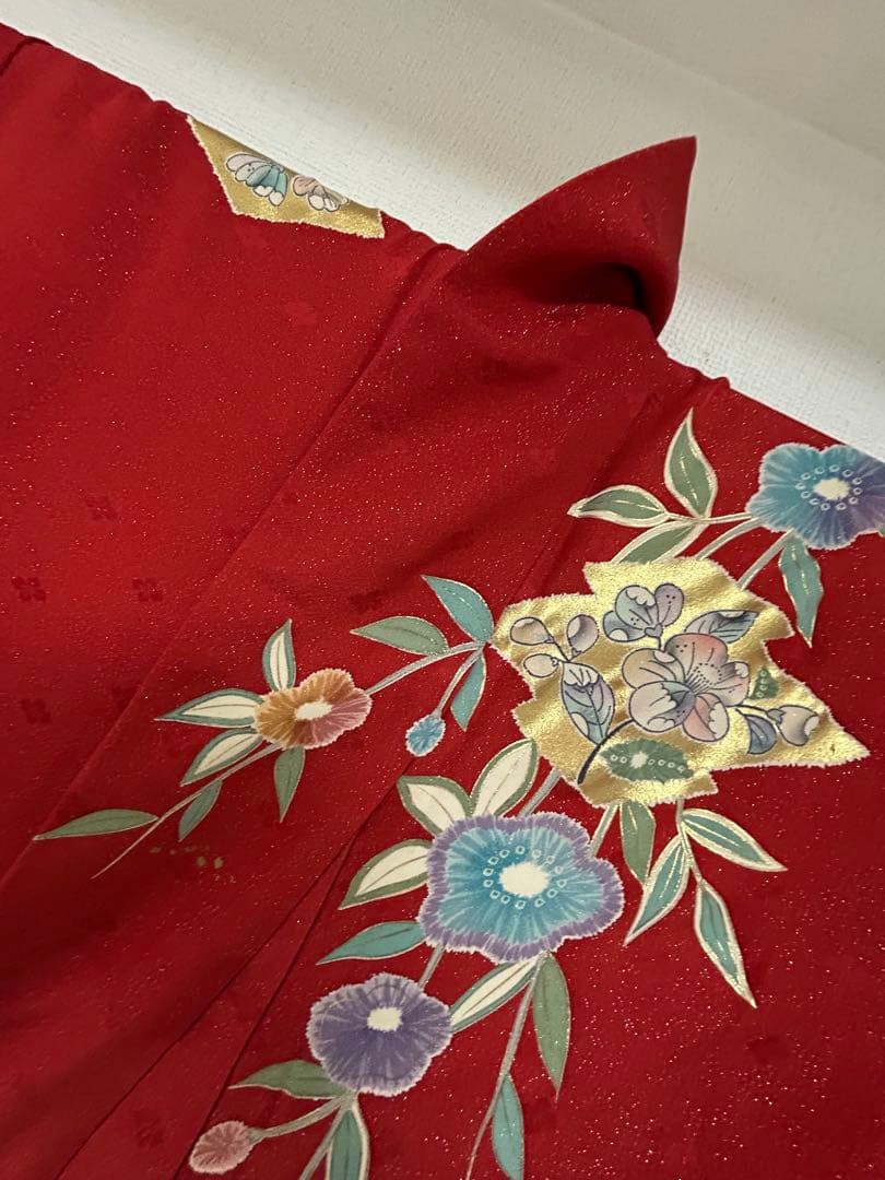 【 最終値下げ 】 豪華振袖５点セット！！　金通し　花柄　着物スキ倶楽部１９４