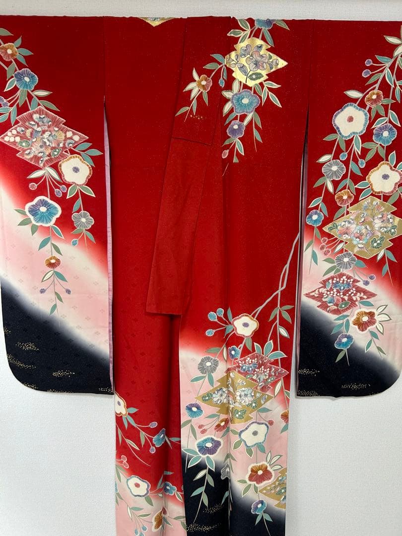 【 最終値下げ 】 豪華振袖５点セット！！　金通し　花柄　着物スキ倶楽部１９４