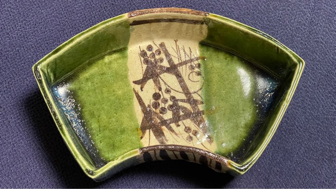 織部 扇面 向付 ５客 瀧口喜兵爾 作 箱無し 未使用