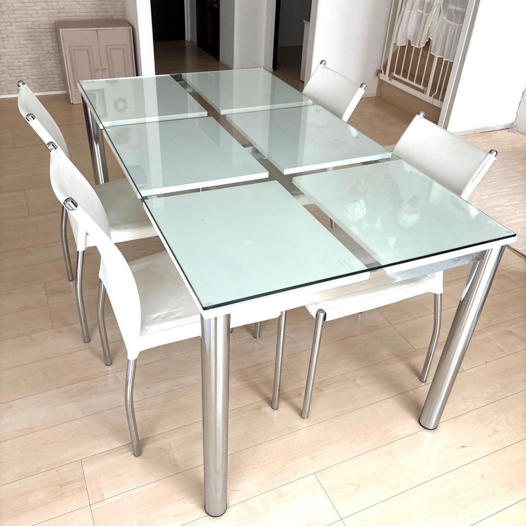 専用です！！！⚠️ ダイニングセット　ガラス ホワイト ダイニングテーブル