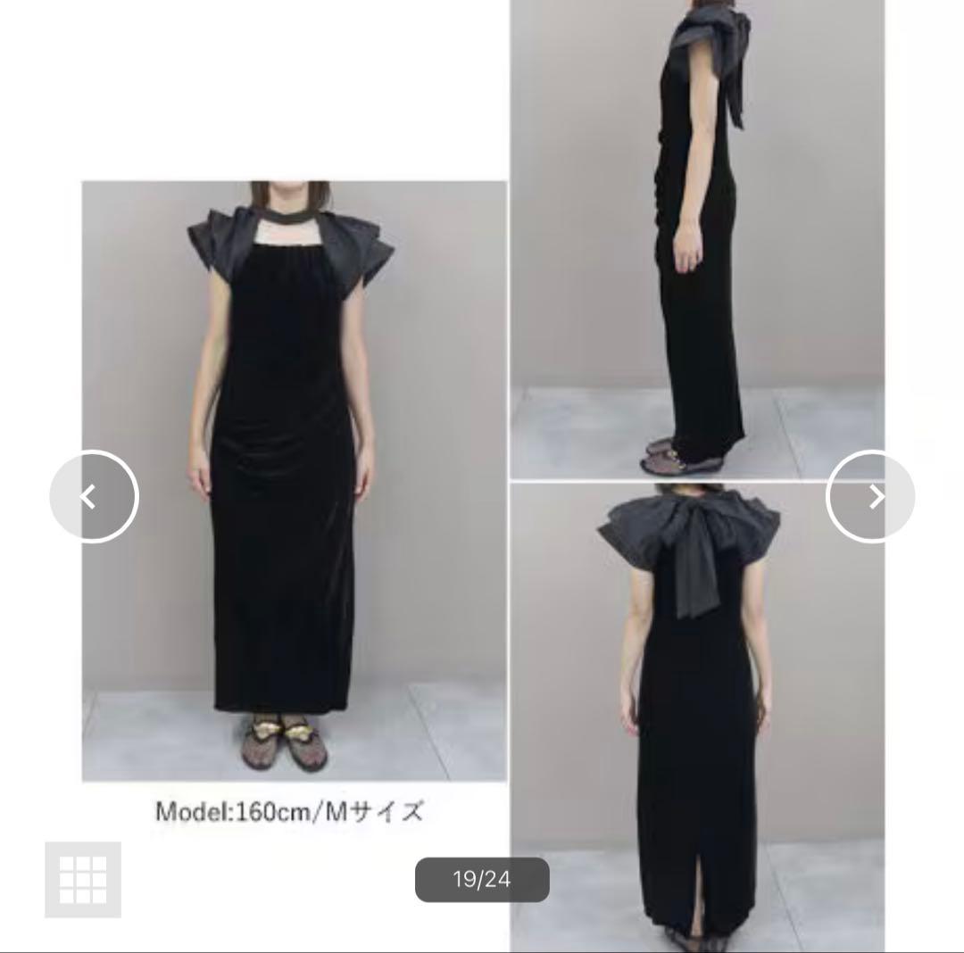 アンドレスド　ドレープベロアドレス　ネイビー