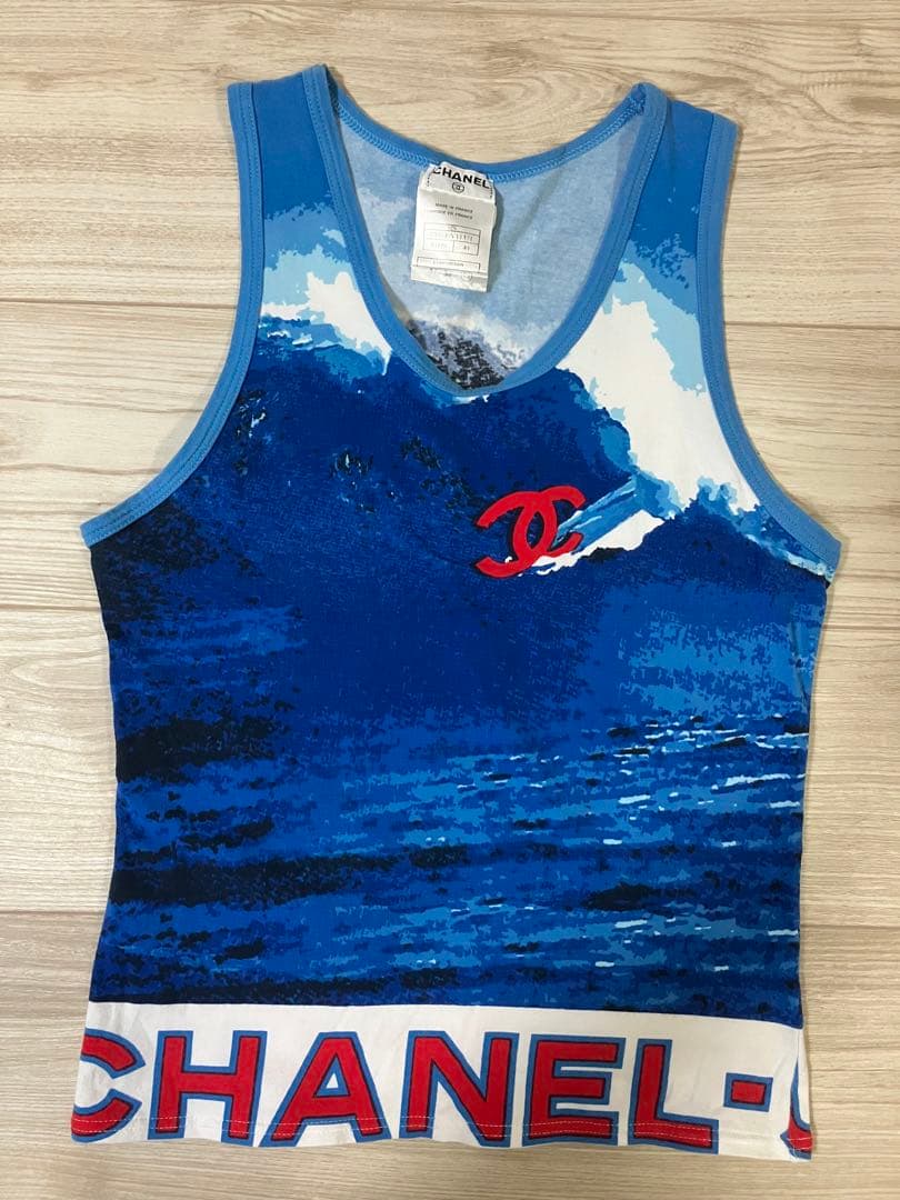 CHANEL 波模様 タンクトップ XS