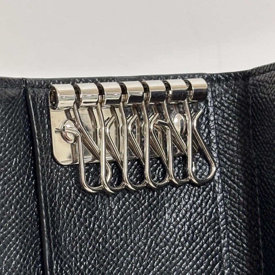 【極美品】 バーバリー キーケース TBロゴ サフィアーノレザー 6連 ブラック