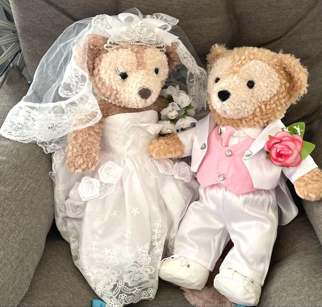 ダッフィー、シェリーメイ ウェディングぬいぐるみセット コスチューム くまセット