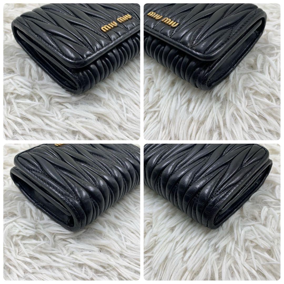 【✨美品✨】ミュウミュウ 三つ折り財布 マテラッセ ラムスキン ブラック