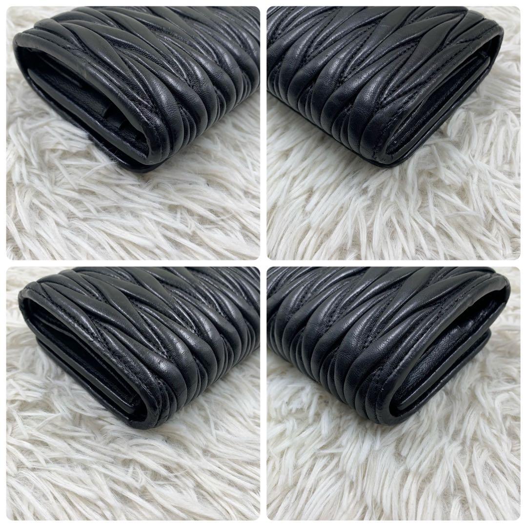 【✨美品✨】ミュウミュウ 三つ折り財布 マテラッセ ラムスキン ブラック